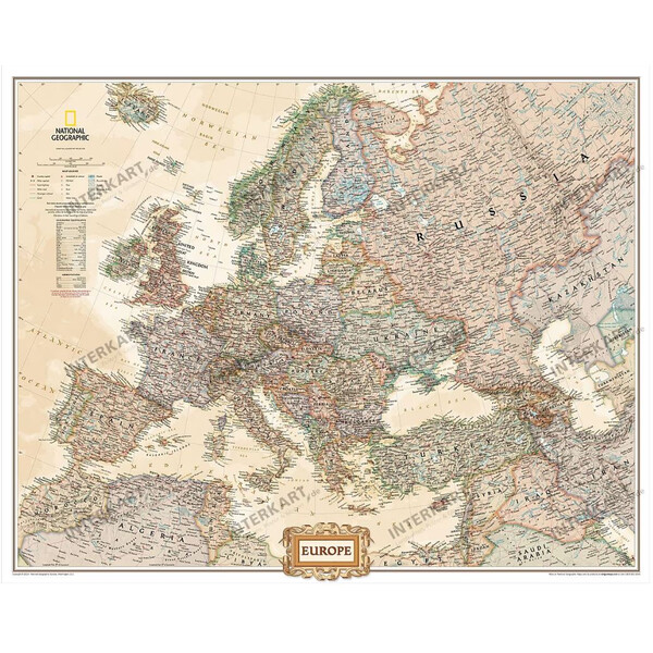 National Geographic Kontinentkarte Europa (241 x 193 cm)