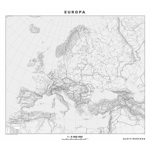 Klett-Perthes Verlag Kontinent-Karte Europa politisch / stumm (ABW) 2-seitig