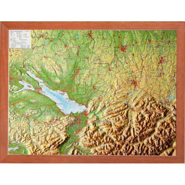 Georelief Regional-Karte Allgäu Bodensee 3D Reliefkarte (39 x 29 cm)