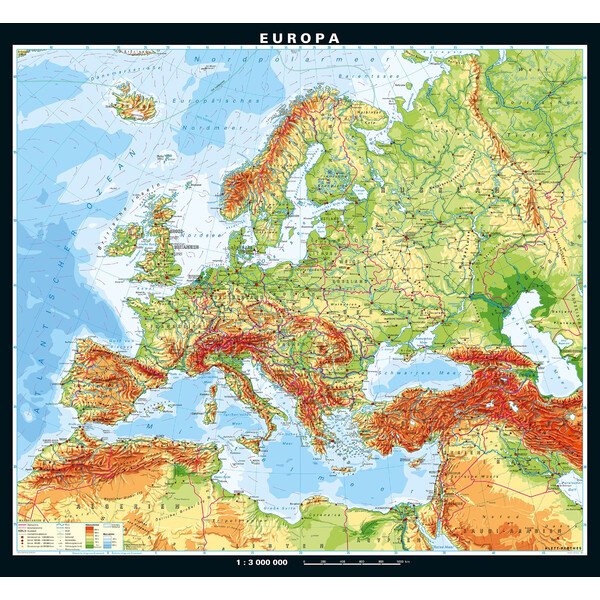 PONS Kontinentkarte Europa physisch (208 x 189 cm)