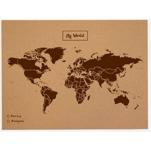 Miss Wood Weltkarte Woody Map Natural Cork L brown