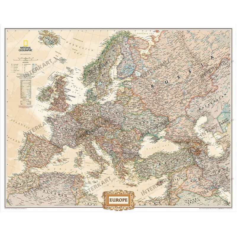 National Geographic Kontinentkarte Europa (241 x 193 cm)