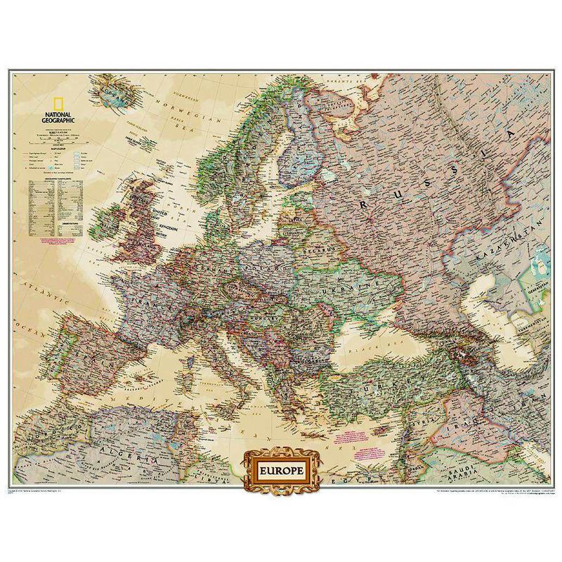 National Geographic Kontinentkarte Europa (76 x 61 cm)