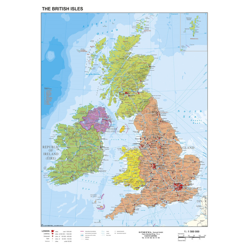 Stiefel Landkarte Großbritannien und Irland politisch (68 x 98 cm)