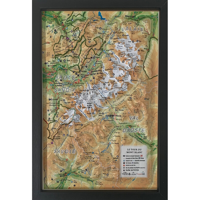 3Dmap Regional-Karte Le tour du Mont Blanc (19,5 cm x 29,5 cm)